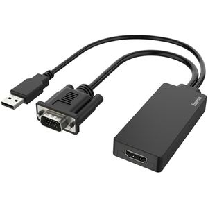 Hama 00200342 video kabel adapter 0,15 m USB Type-A + VGA (D-Sub) HDMI Zwart