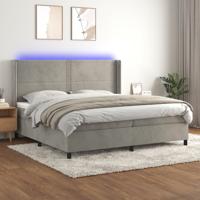 Boxspring met matras en LED fluweel lichtgrijs 200x200 cm