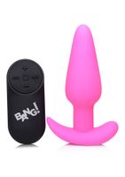 21X Vibrating Silicone Butt Plug with Remote Control - Pink - thumbnail