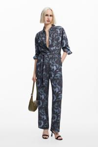 Vloeiende jumpsuit met print - BLACK - XS