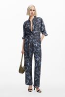 Vloeiende jumpsuit met print - BLACK - XS