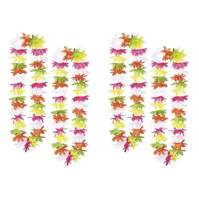 Bloemenslinger/Hawaii krans - 4x - gekleurd - 50 cm - plastic - Hawaii thema feestje