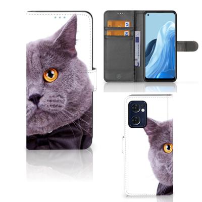 OPPO Find X5 Lite | Reno 7 5G | Telefoonhoesje | Met pasjeshouder | Kat