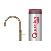 Quooker Fusion Round kokendwaterkraan - draaibare uitloop - Combi reservoir - Warm / kokend water - Messing Patina (Goud) 22FRPTN