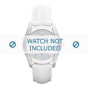 Armani horlogeband AR1669 Leder Wit 18mm + wit stiksel
