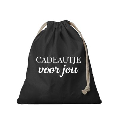 1x Canvas cadeautasje Cadeautje voor jou zwart met koord 25 x 30 cm