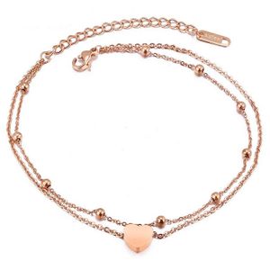 Cilla Jewels Dames Dubbele Enkelband met Hart Rose