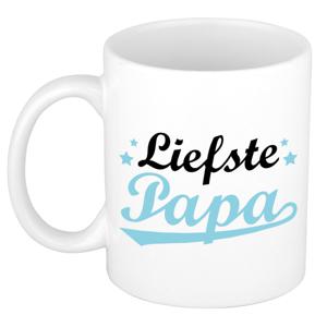 Bellatio Decorations Cadeau koffie/thee mok voor papa - blauw - de liefste - 300 ml - Vaderdag   -