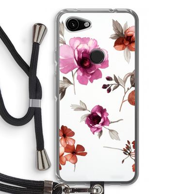 Geschilderde bloemen: Pixel 3a Transparant Hoesje met koord