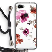 Geschilderde bloemen: Pixel 3a Transparant Hoesje met koord