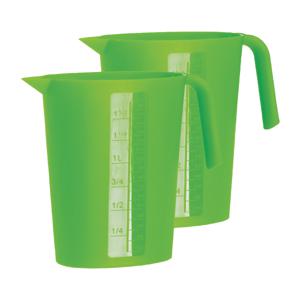 Schenkkan/waterkan - 2x - groen - 1,75 liter - kunststof - L22 x H20 cm