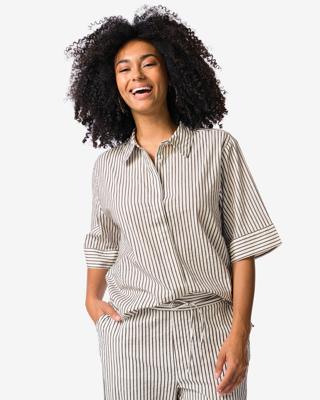 HEMA Damesblouse Sally seersucker strepen wit (wit)