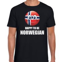 Noorwegen emoticon Happy to be Norwegian landen t-shirt zwart heren