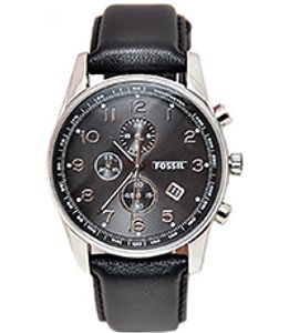 Horlogeband Fossil FS4761 Leder Zwart 24mm