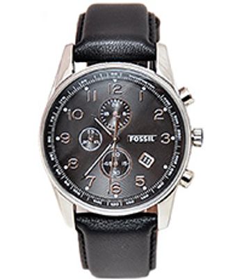 Horlogeband Fossil FS4761 Leder Zwart 24mm