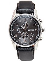 Horlogeband Fossil FS4761 Leder Zwart 24mm