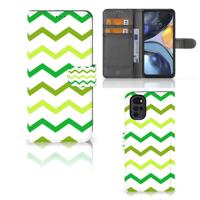 Motorola Moto G22 | Telefoon Hoesje | Zigzag Groen | Portemonnee hoesje