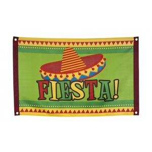 Feestartikelen Fiesta vlag met Mexicaanse hoed