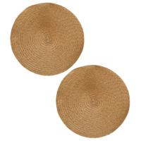 Decoris placemats - 2x st - goud - D38 cm - kunststof - rond - tafel onderleggers - thumbnail