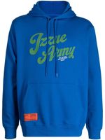 izzue hoodie en coton à logo brodé - Bleu