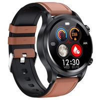 Waterbestendig Sports Smartwatch met ECG E400 - Elegante Band - Bruin - thumbnail