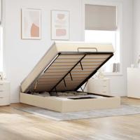 Ottoman bed met matras 140x190cm stof crèmekleurig