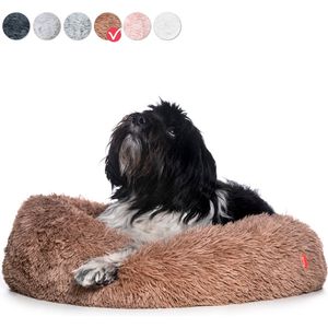 Snoozle Donut Hondenmand M - 60 cm - Fluffy Hondenmand Klein - Ronde Hondenmand Bruin - Superzacht Hondenbed