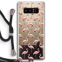 Flamingoprint groen: Samsung Galaxy Note 8 Transparant Hoesje met koord