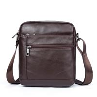 Mannen echt leder Cross Body zakken verticale schoudertas Business Bag (koffie)