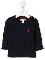 Ralph Lauren Kids pull Polo Pony en maille torsadée - Bleu - thumbnail