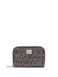 Dolce & Gabbana jacquard-logo cotton-blend wallet - Marron