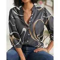 Dames Overhemd Blouse nappi Afdrukken Casual Modieus Lange mouw Blozend Roze Lente Herfst Lightinthebox - thumbnail