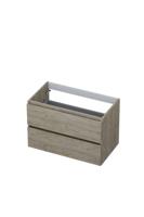 Onderkast INK 2 laden greeploos met houten keerlijst 80 cm x 45 cm x 52 cm Greige eiken 1257129