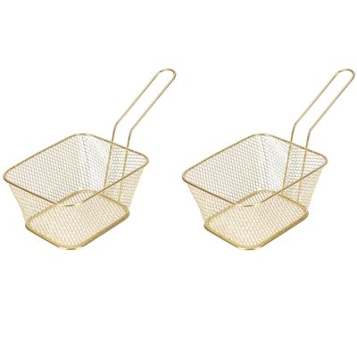 2x Gouden patat/snack serveermandjes/frituurmandjes 24 cm