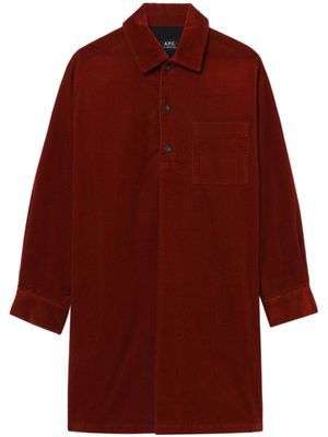 A.P.C. robe-chemise courte Ilona en velours côtelé - Rouge
