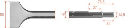 Rotec 6-kant Spadebeitel 80x300mm 6-kant ø19,0 / ø16,5x35 - 2153040