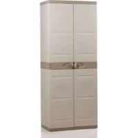 TITANIUM PLASTIKEN Hoge kast met 2 deuren en planken 70 x 44 x 176 cm Beige en Taupe TITANIUM assortiment binnen en buiten