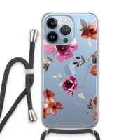 Geschilderde bloemen: iPhone 13 Pro Transparant Hoesje met koord