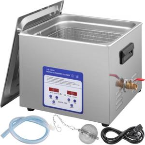 VEVOR Digitale Ultrasone Reiniger 15L Roestvrij Staal Ultrasone Reinigingsmachine 360W Ultrasoon Reiniger met 40 kHz Frequentie en Instelbare Tijd of Temp Ideaal voor het Reinigen van Sieraden, enz