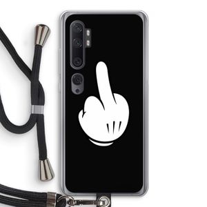 Middle finger black: Xiaomi Mi Note 10 Pro Transparant Hoesje met koord