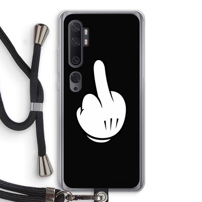 Middle finger black: Xiaomi Mi Note 10 Pro Transparant Hoesje met koord