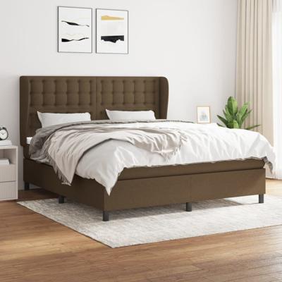 Boxspring met matras stof donkerbruin 160x200 cm