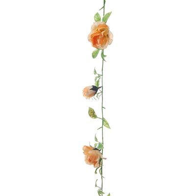 Louis Maes kunstplant bloemenslinger Rozen - zalmroze/groen - 225 cm - kunstbloemen Louis Maes kunstplant bloemenslinger Rozen - zalmroze/groen - 225 cm - kunstbloemen