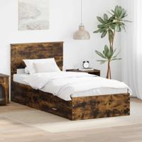 Bedframe met hoofdeinde Gerookt eiken 90 x 190 cm Bewerkt hout