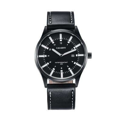 CAGARNY 6866 Fashion Dual Quartz beweging polshorloge met lederen Band (witte nummer)