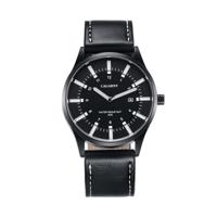 CAGARNY 6866 Fashion Dual Quartz beweging polshorloge met lederen Band (witte nummer)