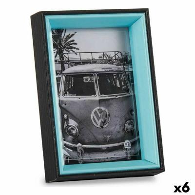 Fotolijsten 3 x 17 x 12 cm Kristal Zwart Blauw Hout MDF (6 Stuks)