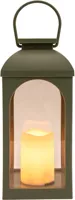 Anna's Collection Lantaarn solar met kaars 11 x 11 x 27 cm Olijf