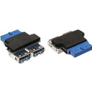 InLine 33444I 2x USB A USB 3.0 (19pin) Zwart, Blauw