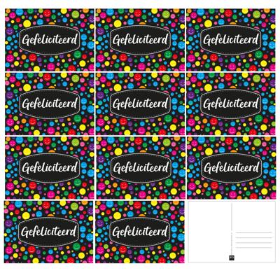 Gefeliciteerd ansichtkaart - 25x - XXL size - wenskaart - met mix kleuren emoticons - A5 formaat Gefeliciteerd ansichtkaart - 25x - XXL size - wenskaart - met mix kleuren emoticons - A5 formaat